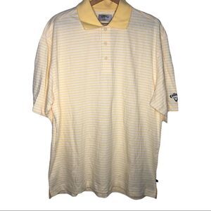 CALLAWAY GOLF POLO Shirt, Yellow/white Stripes Size M
